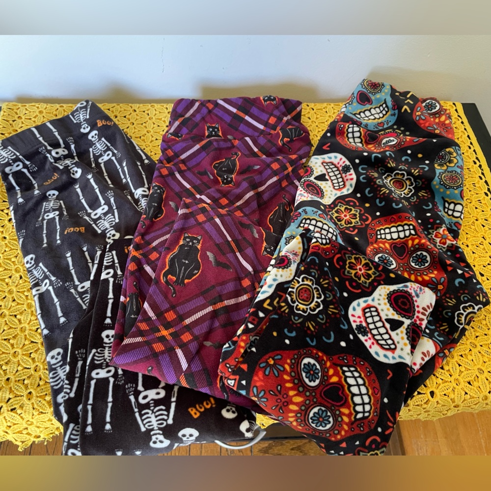 Set of 3 Colorful Halloween Themed Leggings, Size S (3-5)